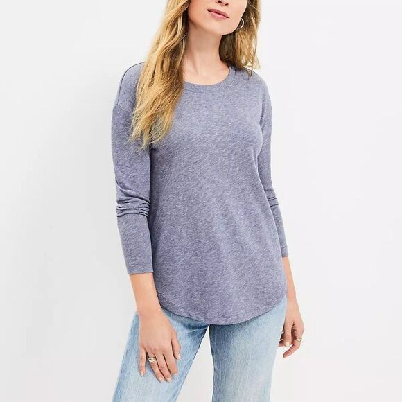 LOFT Drop Shoulder Top Medium Deep Space Blue Women’s - Picture 1 of 6